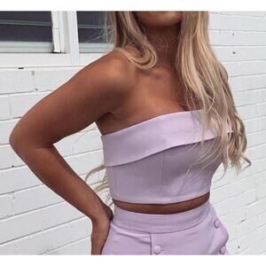 Meshki Astoria Strapless Crop Top in Lilac - S